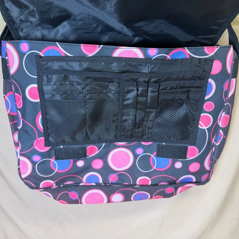 Vintage Y2K Genuine Dickies Messenger Bag Pink Blue Circle Print Laptop School